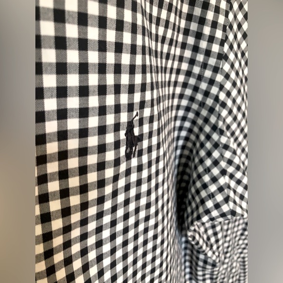 Ralph Lauren Black White Plaid Long Sleeve button-up Shirt Medium - Picture 2 of 6